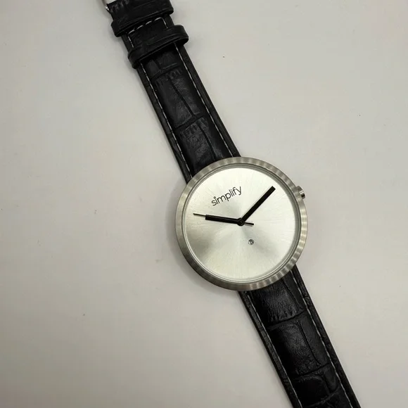 Simplify Black Band Unisex 1000 Series Silver Steel Case Watch (New Battery) - Picture 9 of 11